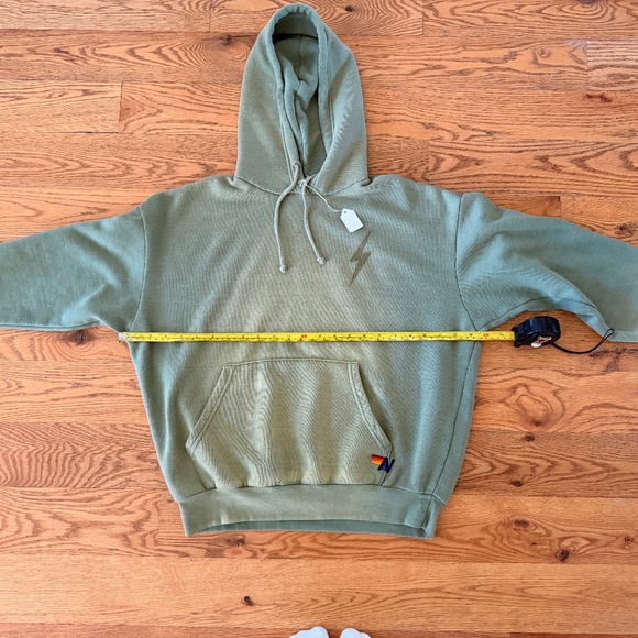 NWT Aviator Nation Bolt Stitch 2 Relaxed Pullover Hoodie in Faded Army (Size XS) - Picture 5 of 10